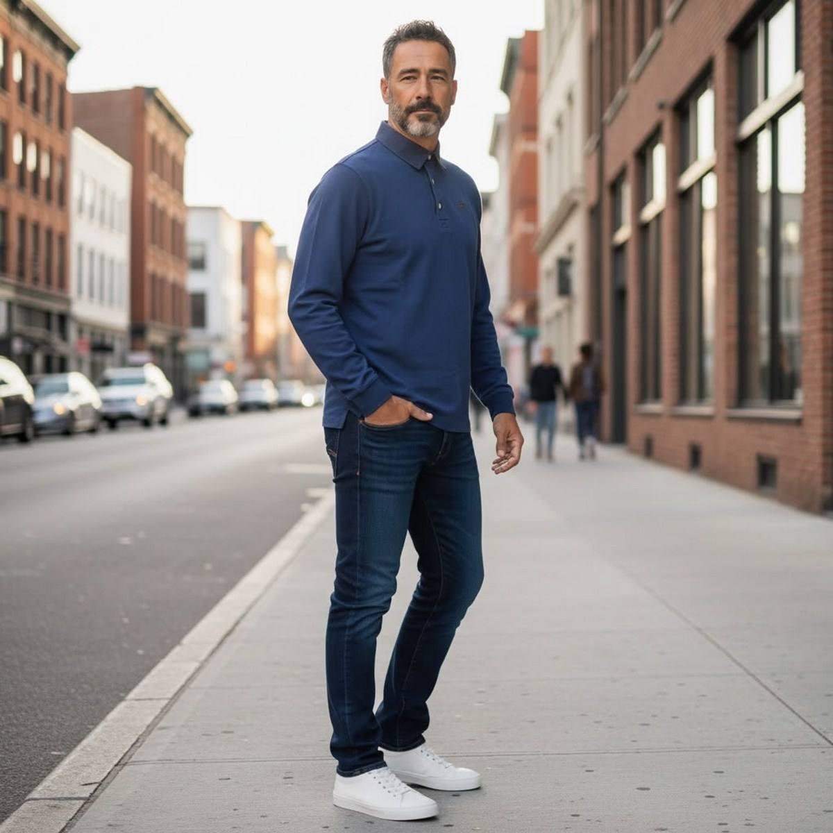 Polo Ml Uomo La Martina MBP007 WH Navy