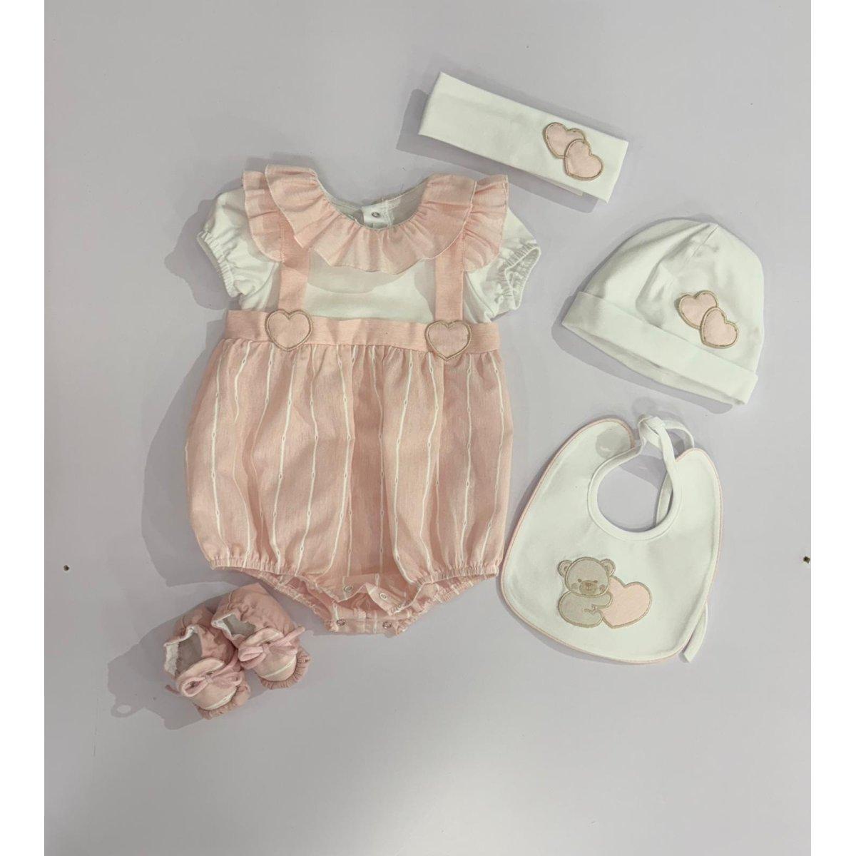 Set 4pz Pagliaccetto Nascita Bimba Sartoria LP1210-1-2